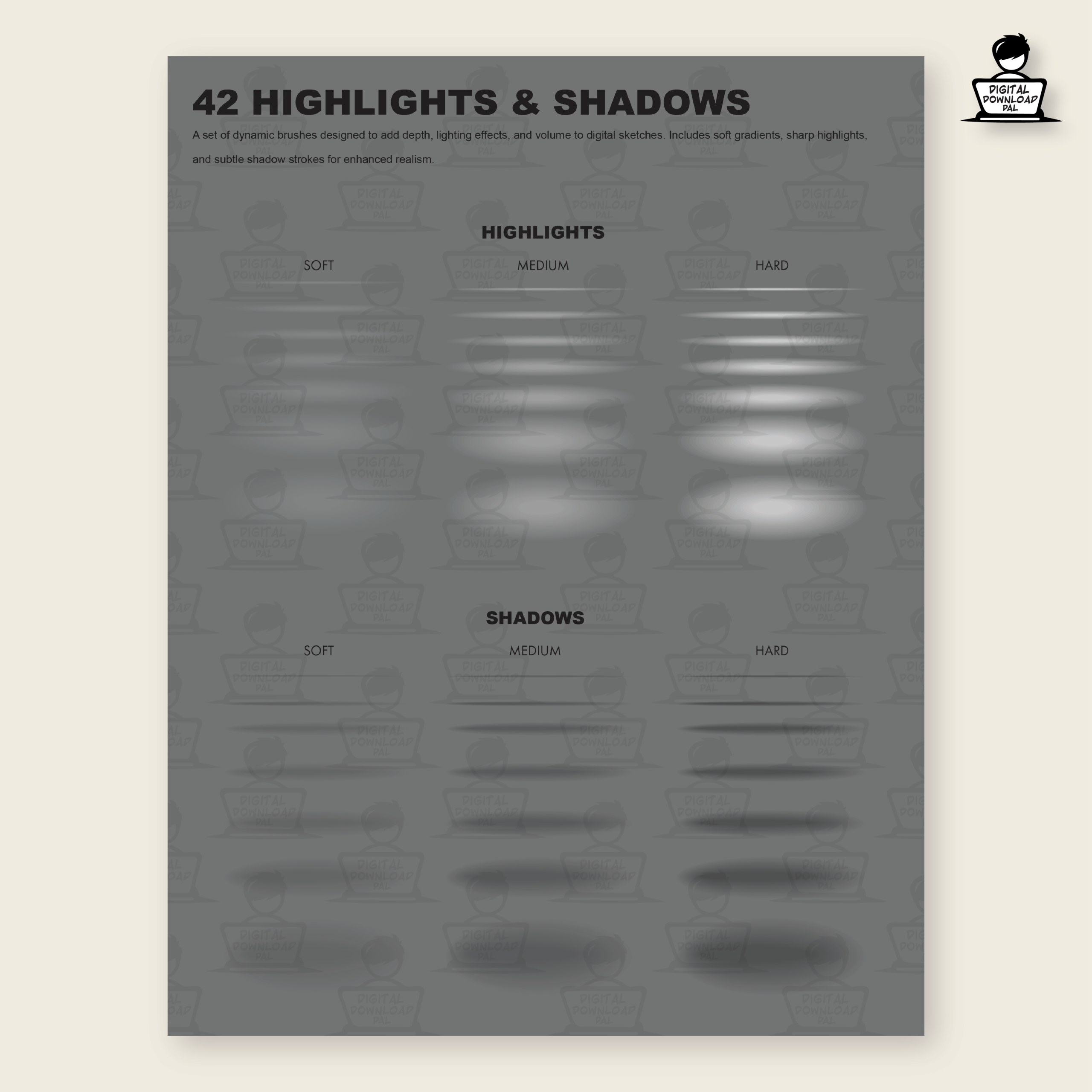 42 Highlights and Shadows Vector Brushes - Image 2