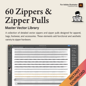 60 Zippers and Zipper Pulls Vector Brushes