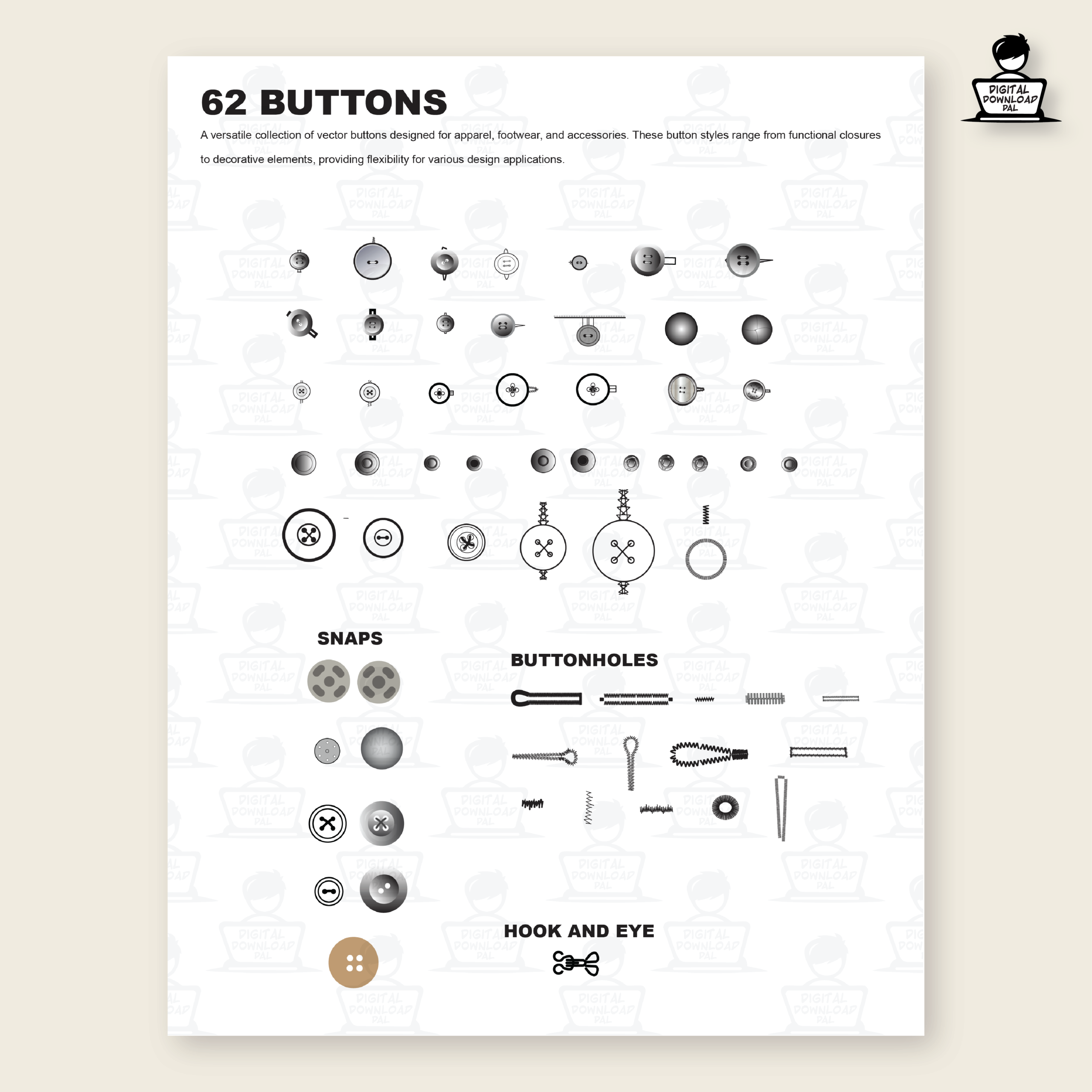 62 Buttons Vector Brushes - Image 2