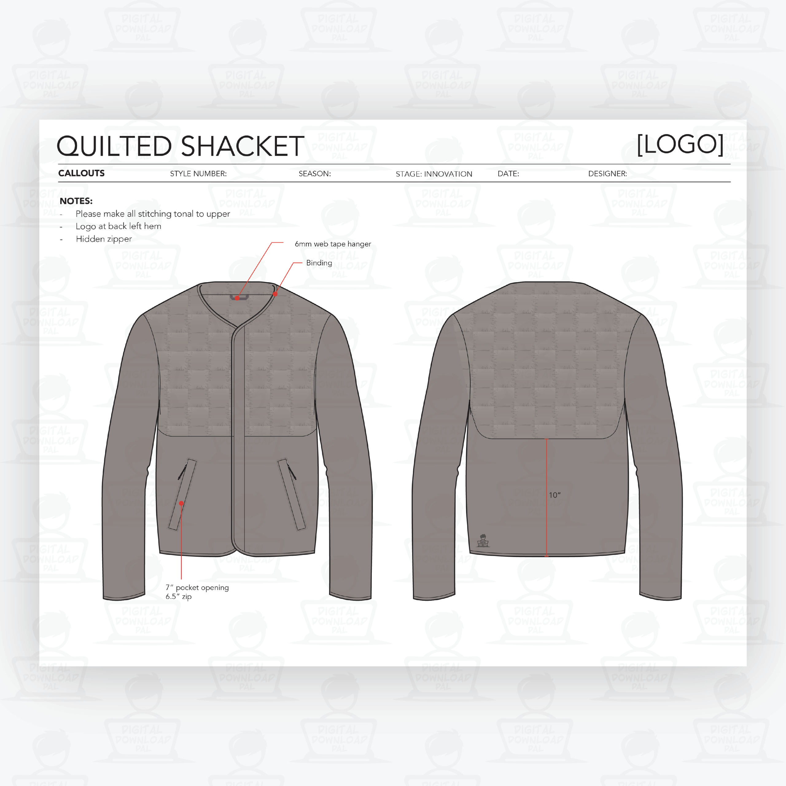 Quilted Shacket Tech Pack - Image 2