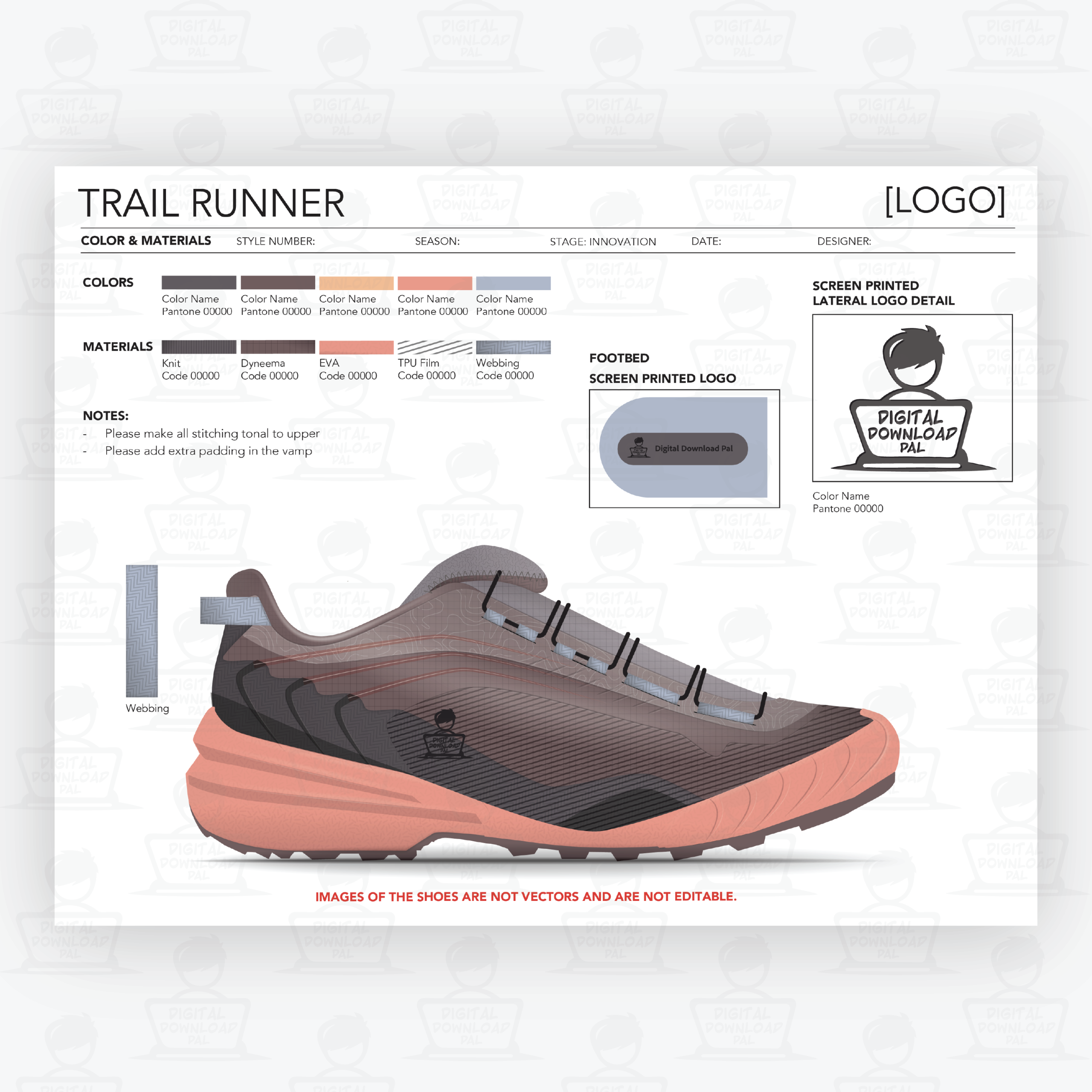 Trail Runner Sneaker Tech Pack Shoe Template - Image 3