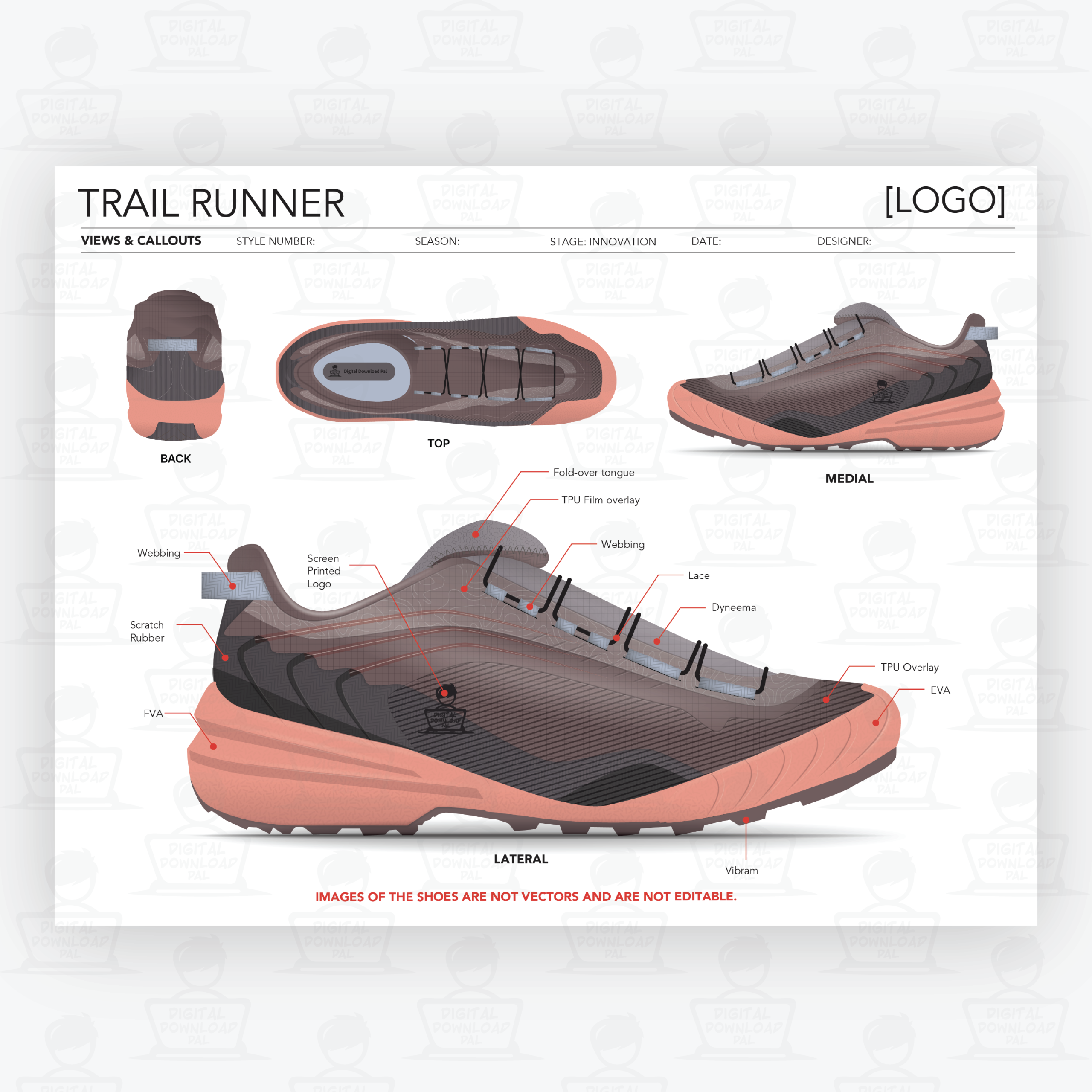 Trail Runner Sneaker Tech Pack Shoe Template - Image 2