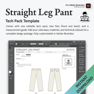 Straight Leg Pants Tech Pack Template